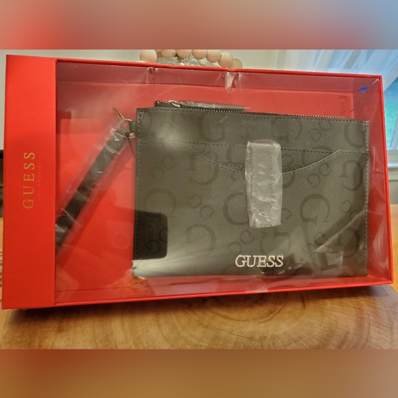 2 Piece Guess Wristlet Clutch Wallet in Coal Grey Black NWT - Picture 12 of 15